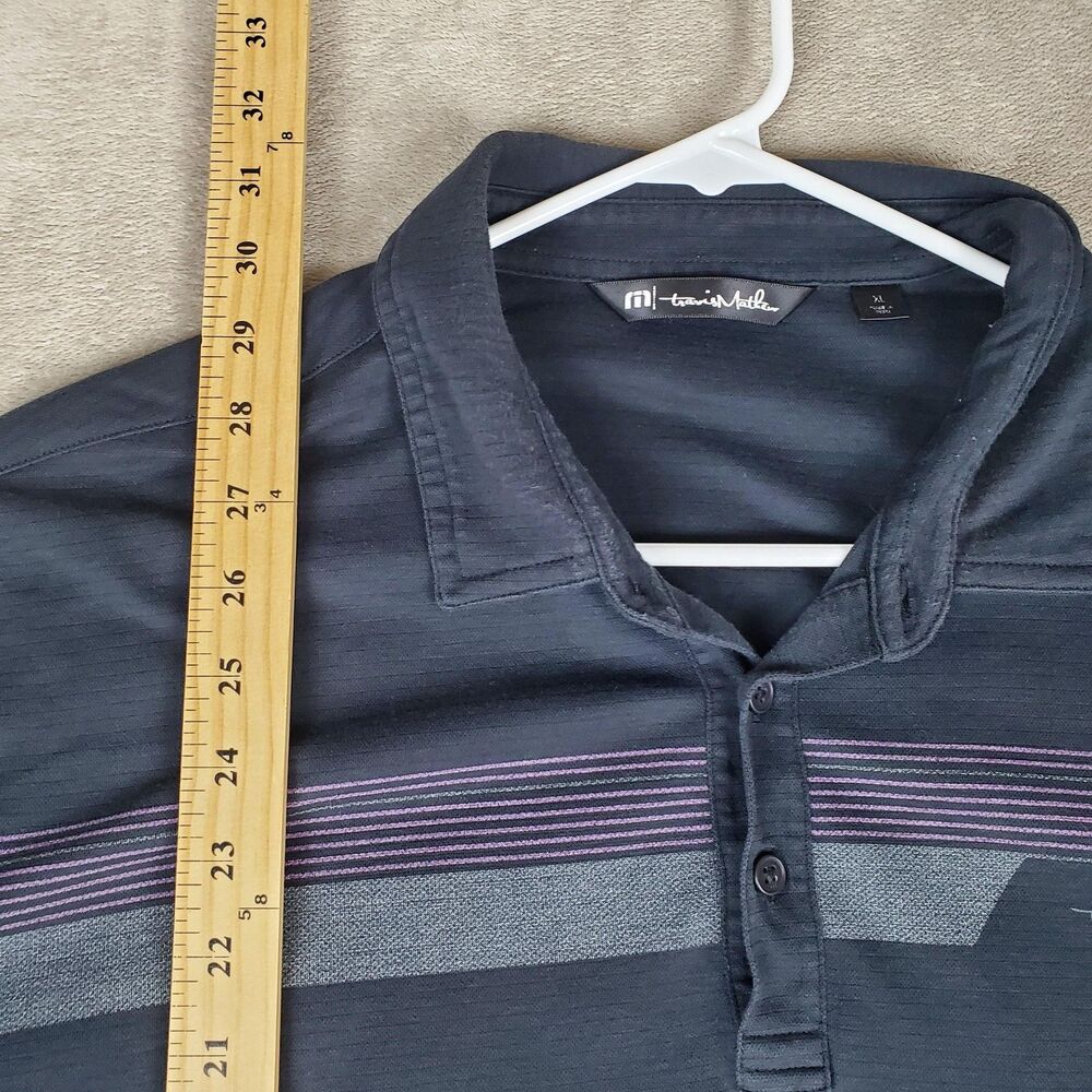 Travis Mathew Polo Shirt Mens XL Blue Striped Pima Cotton Golf Performance Top - Picture 9 of 11